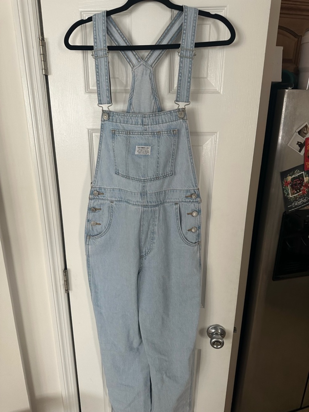 Light Wash Denim Overalls - Classic Bib Style Levi - Picture 6 of 10